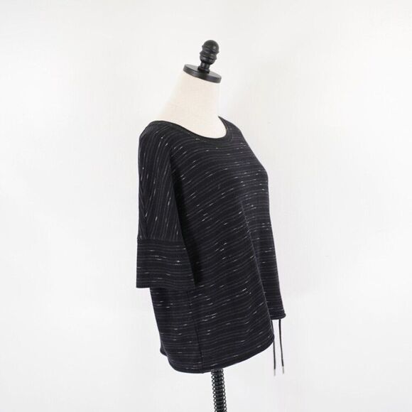 Liz Claiborne Weekend Large Black Knit Top Scoop Neck Cotton Short Sleeve - Picture 6 of 8